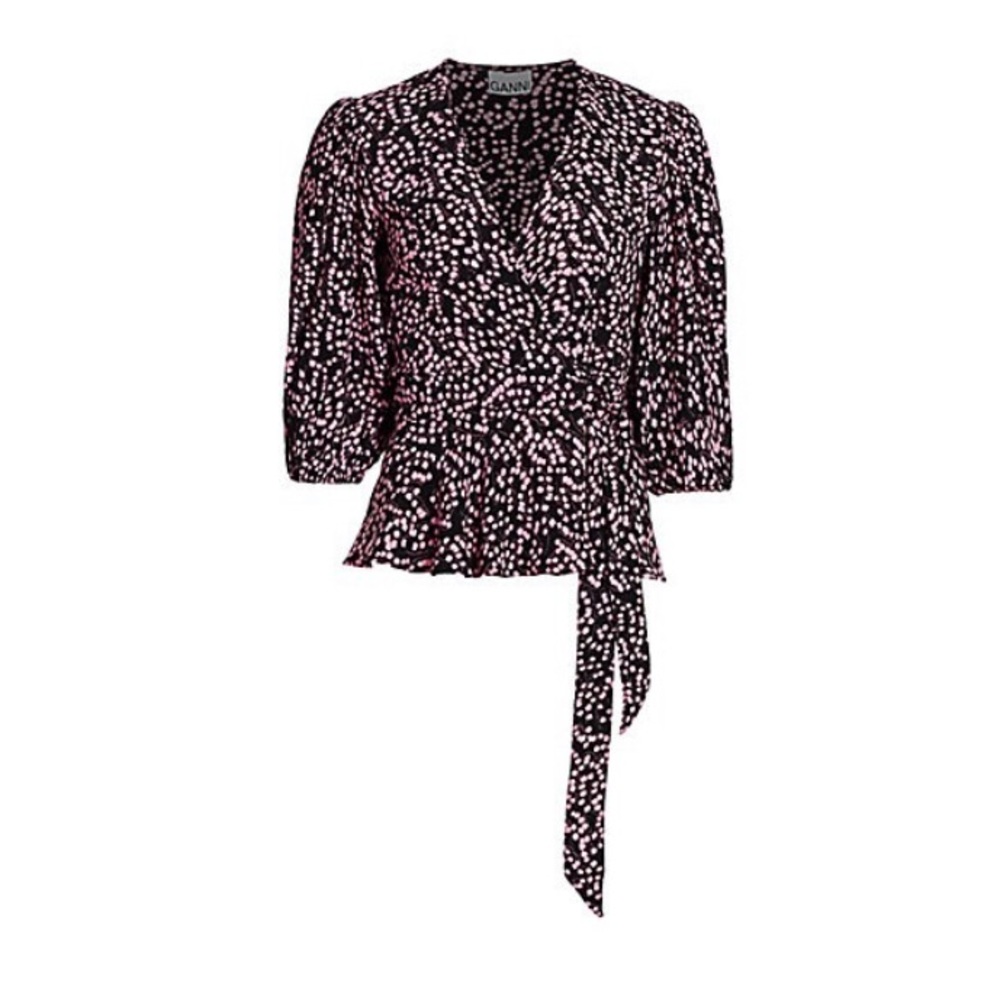 Ganni Floral Wrap Top